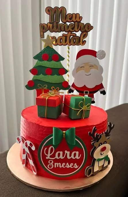 Inspiração de topo montado no bolo: Meu Primeiro Natal