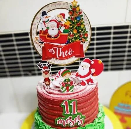 Inspiração de topo montado no bolo: Celebração de Natal