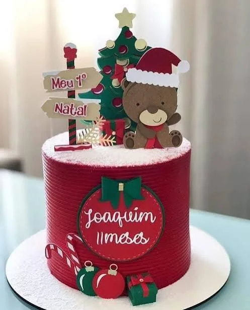 Bolo natalino com ursinho, inspiração ilustrativa