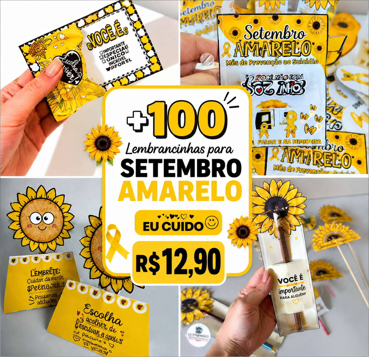 Exemplos de materiais do Kit Setembro Amarelo